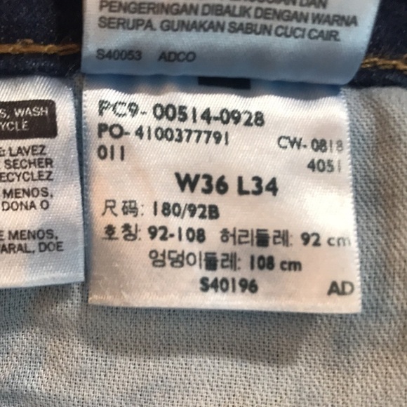 Levi’s 514 Straight Fit Stretch Dark Wash Jeans             size 36z34 - Picture 12 of 12